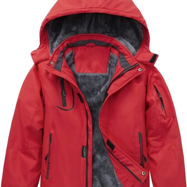 Boy's Waterproof Ski Jacket Kids Fleece Lined Warm Winter Snow Coat Thick Hooded Snowboard Jackets