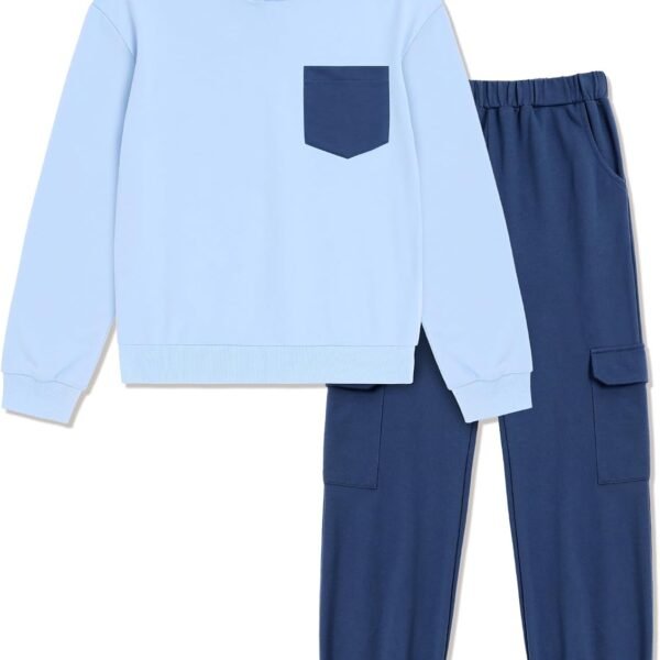 Boys Clothes Long Sleeve Hooded with Chest Pocket Cargo Pants with Side Pockets 2PCS Sets