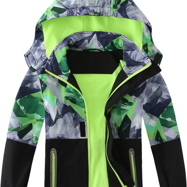 Boys Rain Jacket Lightweight Waterproof Hooded Fleece Lined Raincoat Windbreakers