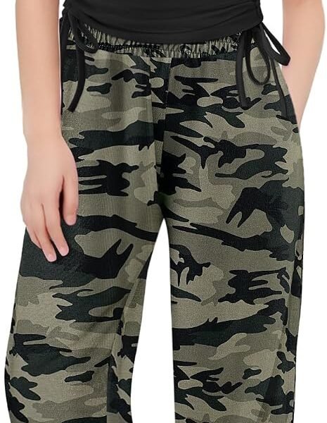 Girls 2 Piece Outfits Short Sleeve Ruched Drawstring Crewneck Tops and Wide Leg Pants with Pockets Clothing Sets