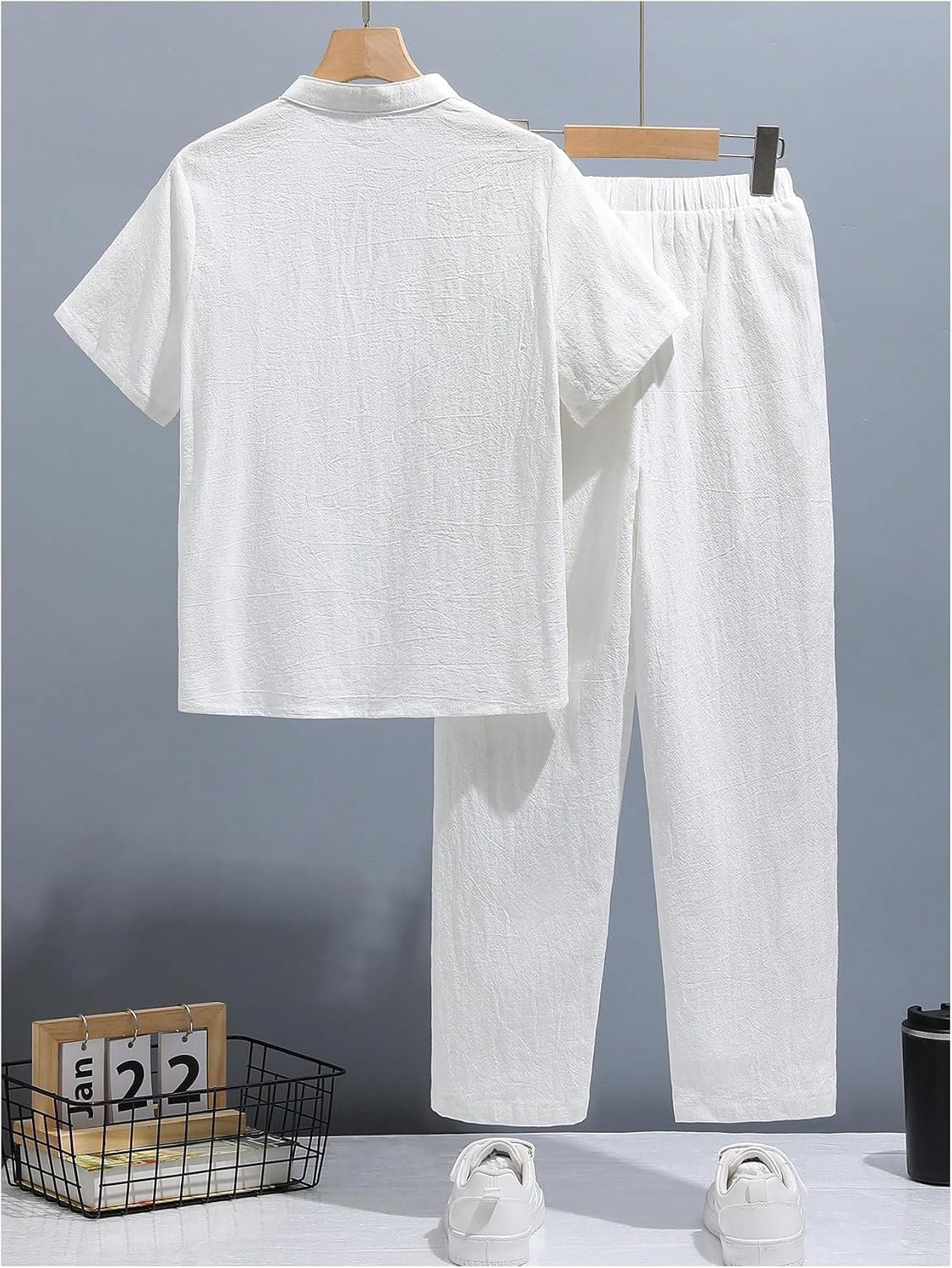 Boy's 2 Piece Clothing Sets Button Down Collar Neck Shirt and Elastic Waist Pants Set - Image 2