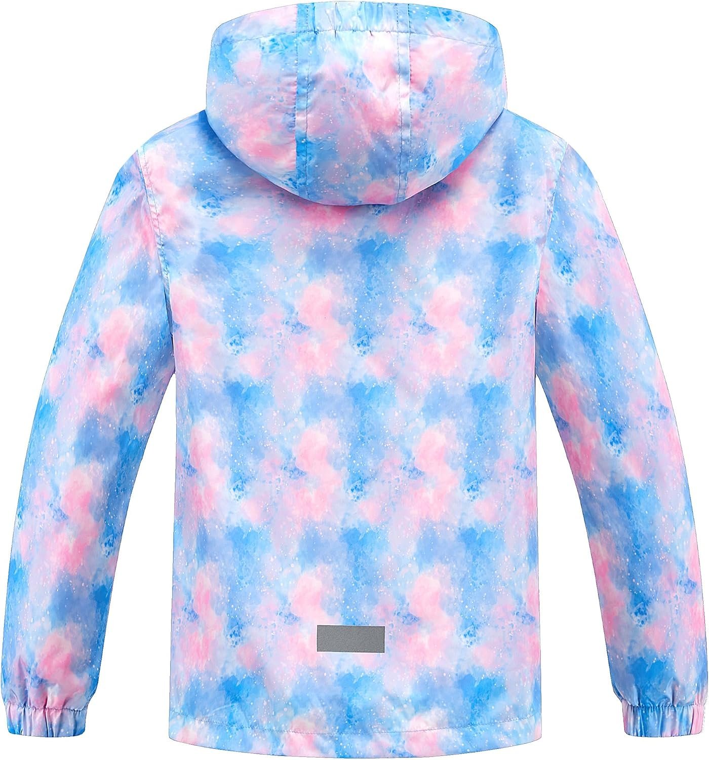 Boys Girls Rain Jacket Lightweight Hooded Fleece Lined Raincoat - Image 2