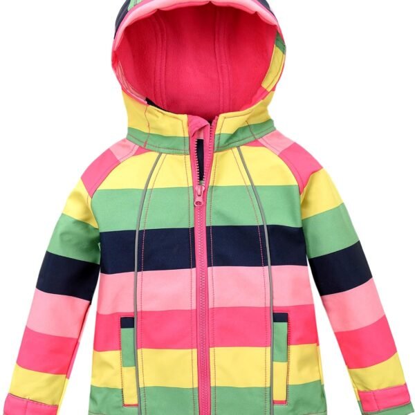 Girls Hooded Fleece Lined Windproof Softshell Windbreaker Jacket